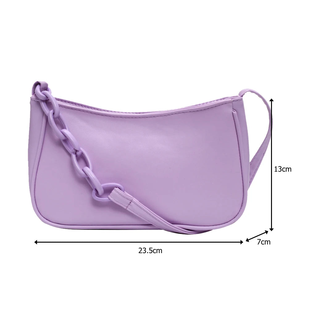 PU Leather Sling Handbag Purse Chain Shoulder Crossbody Bag