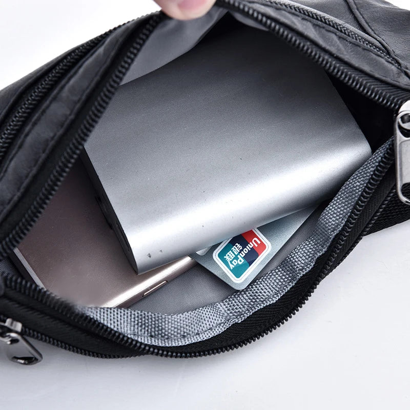 Vintage PU Leather Waist Bag Men Hip Bum Pack Travel Male Pouch