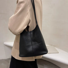 Patchwork Hobo Shoulder Bags for Women Soft Leather Bucket Bag