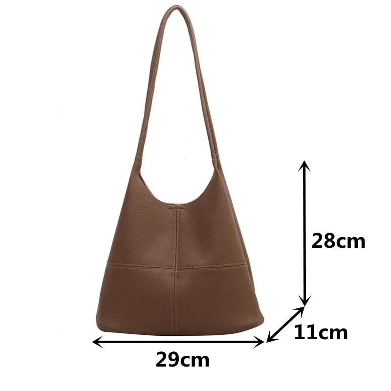 Patchwork Hobo Shoulder Bags for Women Soft Leather Bucket Bag