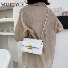 Embroidered Chain Shoulder Bag PU Messenger Purse