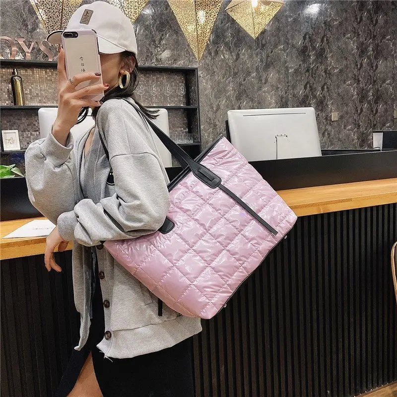 Casual Quilted Large Capacity Tote Shoulder Bags Winter Handbags
