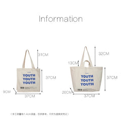 Casual Shoulder Bag Women Letter Print Large Capacity Canvas Shopping Bags