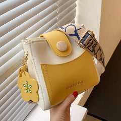 Casual Shoulder Bag Women Summer Bucket Bag Wide Shoulder Strap Shoulder Messeng