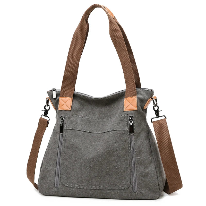 Large Capacity Canvas Shoulder Bag Women Tote Shopping Messenger Crossbody Bag