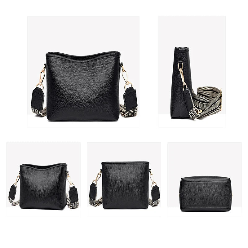 Vintage Leather Bucket Tote Shoulder Bag