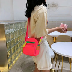 Casual Mini Square Bag Wide Belt Single Shoulder Crossbody Bag