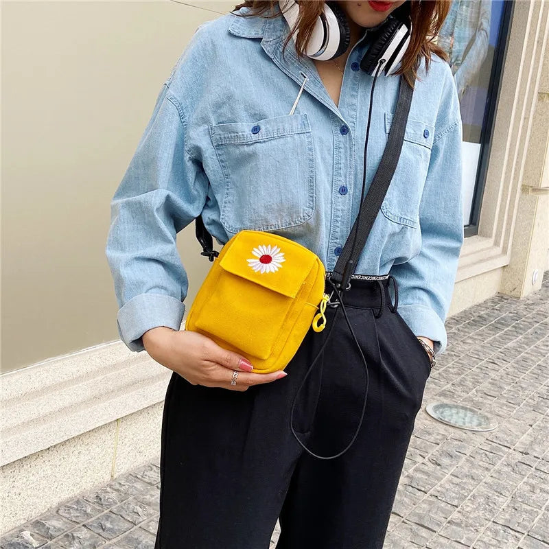 Casual Daisy Canvas Women Bag Small Shoulder Bag Handbag