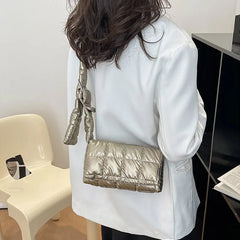 Quilted Crossbody Shoulder Bag for Women Winter Nylon Shopper Handbag