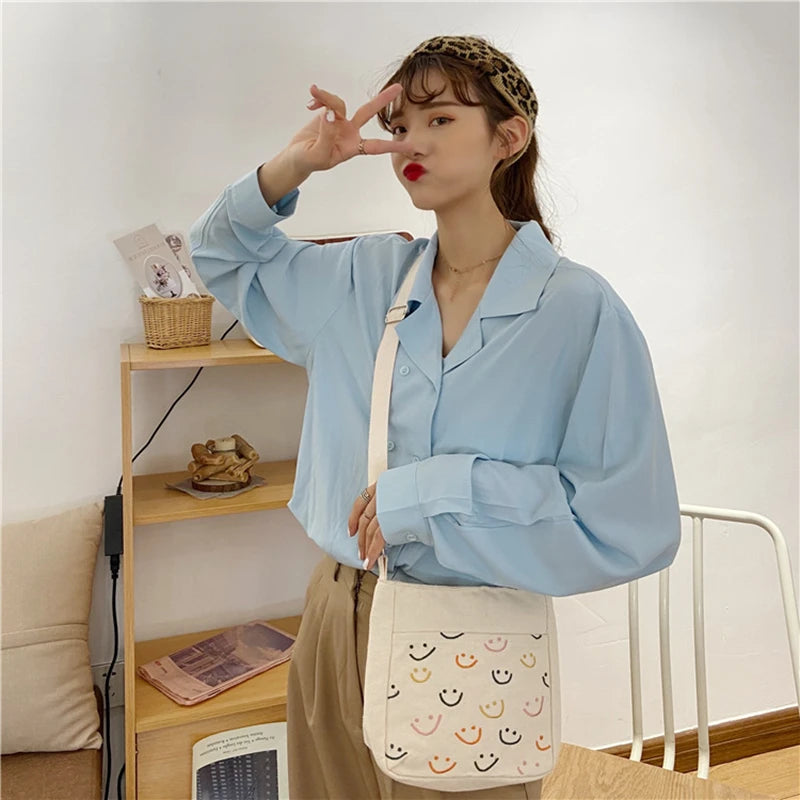 Casual Sweet Girls Mini Canvas Smiley Cross Body Bag