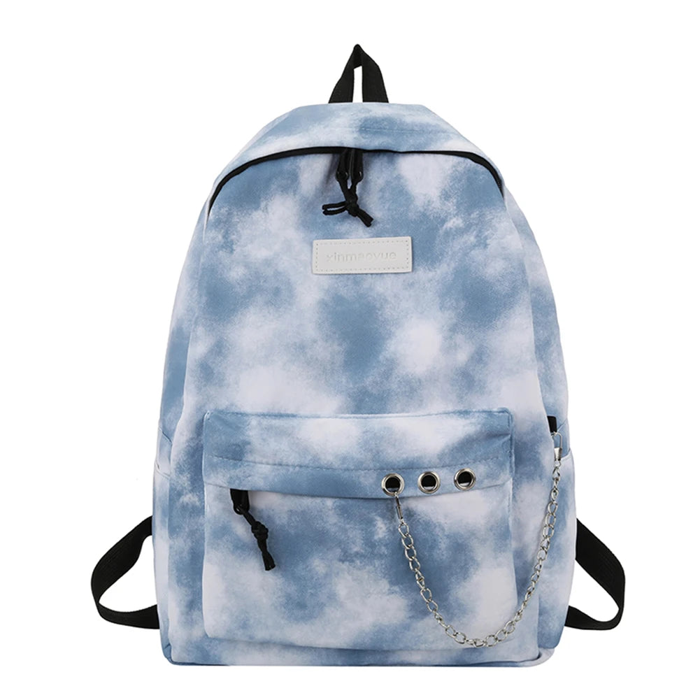 Tie Dye School Backpack for Girls with Multi-layer Pockets
