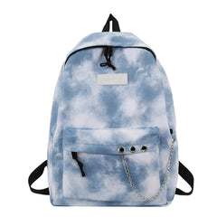 Tie Dye Girls Backpack Chain Travel Large Capacity Knapsack