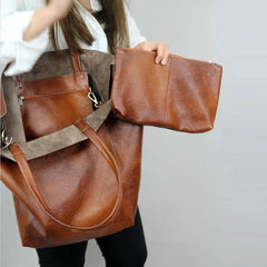 Casual Travel Handbags For Women Pouch PU Leather Large Capacity Totes