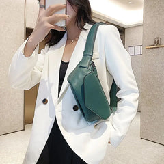 Women's Leather Shoulder Bag Casual Waist Small Chest Bag for Travel