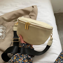 Casual Leather Waist Bag for Women, Travel Small Chest Bag