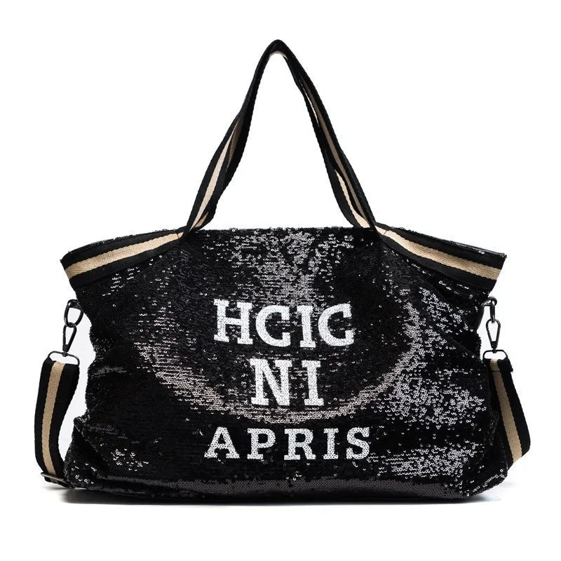 Women Bling Sequins Shoulder Bag Large Capacity Handbag Travel Tote