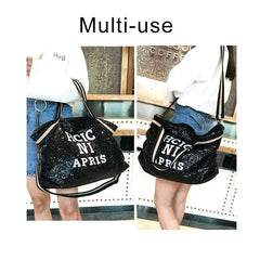 Women Bling Sequins Shoulder Bag Large Capacity Handbag Travel Tote