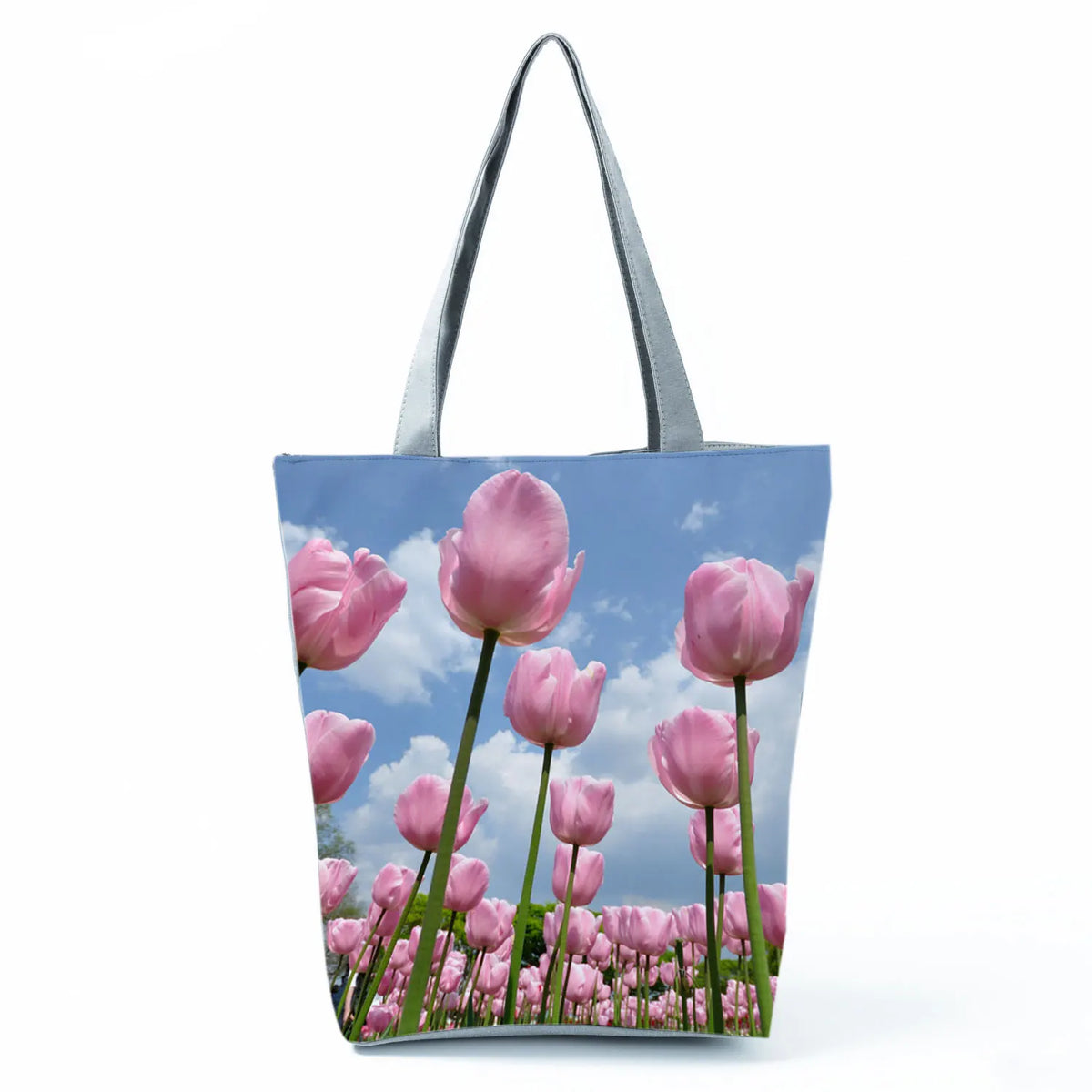 Casual Women Tulip Floral Print Tote Bag High Capacity Lady Shoulder Handbag