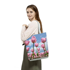 Casual Women Tulip Floral Print Tote Bag High Capacity Lady Shoulder Handbag