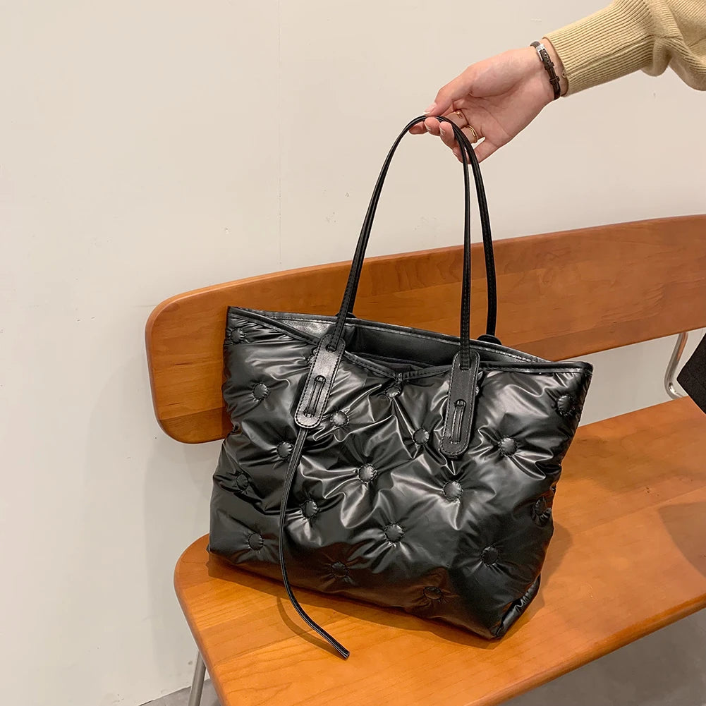 Casual Women Shoulder Bag Cotton Solid Large Underarm Bags