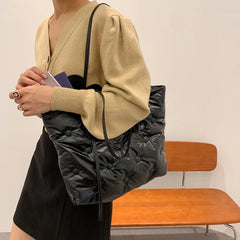 Casual Women Shoulder Bag Cotton Solid Large Underarm Bags