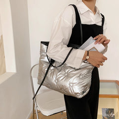 Casual Women Shoulder Bag Cotton Solid Large Underarm Bags
