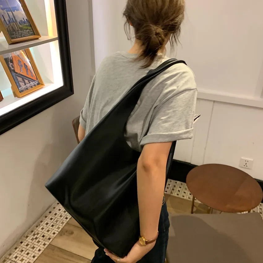 Casual Women Shoulder Bag Soft Leather Tote Handbag