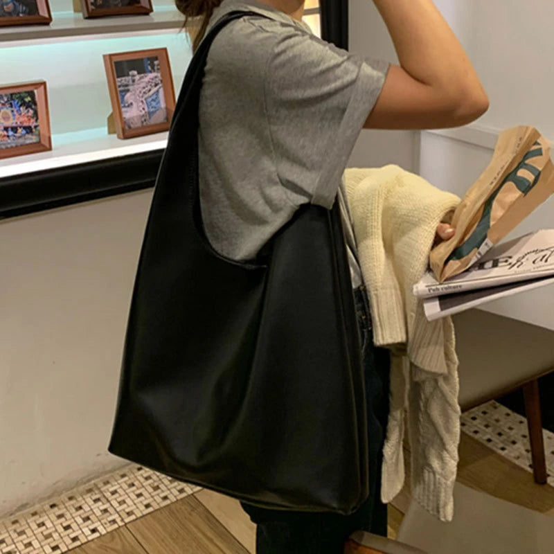 Women Shoulder Bag PU Leather Tote Handbag Soft Lady Purse Bags High Capacity
