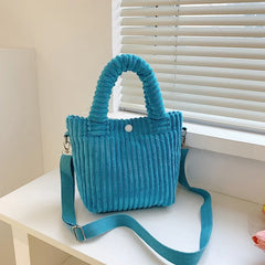 Corduroy Crossbody Bag Side Shoulder Cotton Zipper Tote Handbags