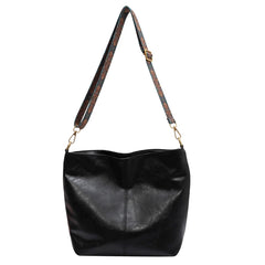 Retro Style Zipper Shoulder Bag, Large Capacity Crossbody Bag