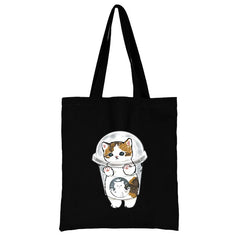 Cat Shopping Bag Woman Shopper Folding Canvas Tote Travel Bags Handbags Beach