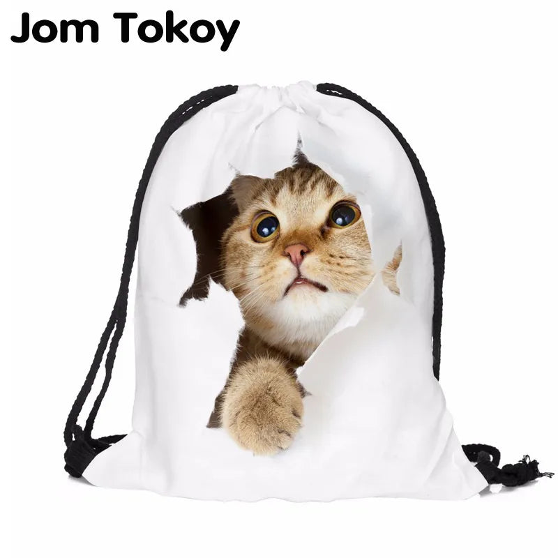 Cat Escape 3D Printing Drawstring Bag