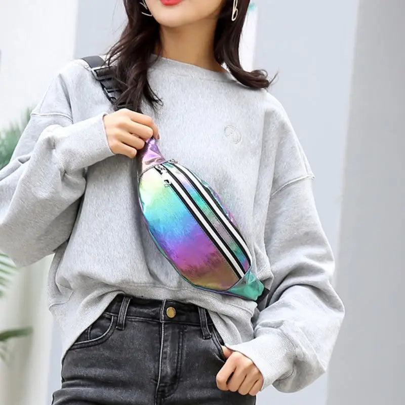 Cgration Women Holographic Waist Fanny Pack Belt Bag Pouch Travel