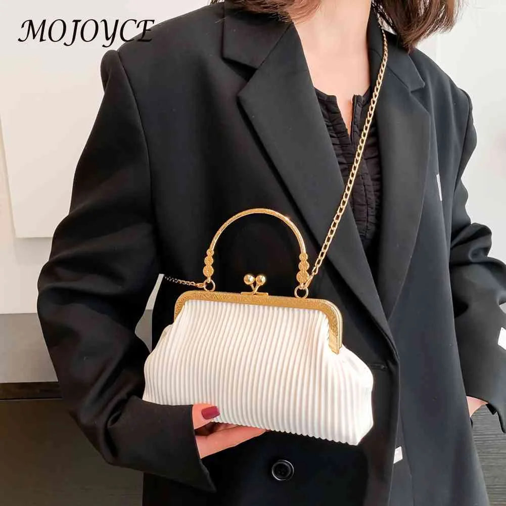 Chain Evening Bag Ladies Messenger Bag Soft PU Leather Metal Buckle