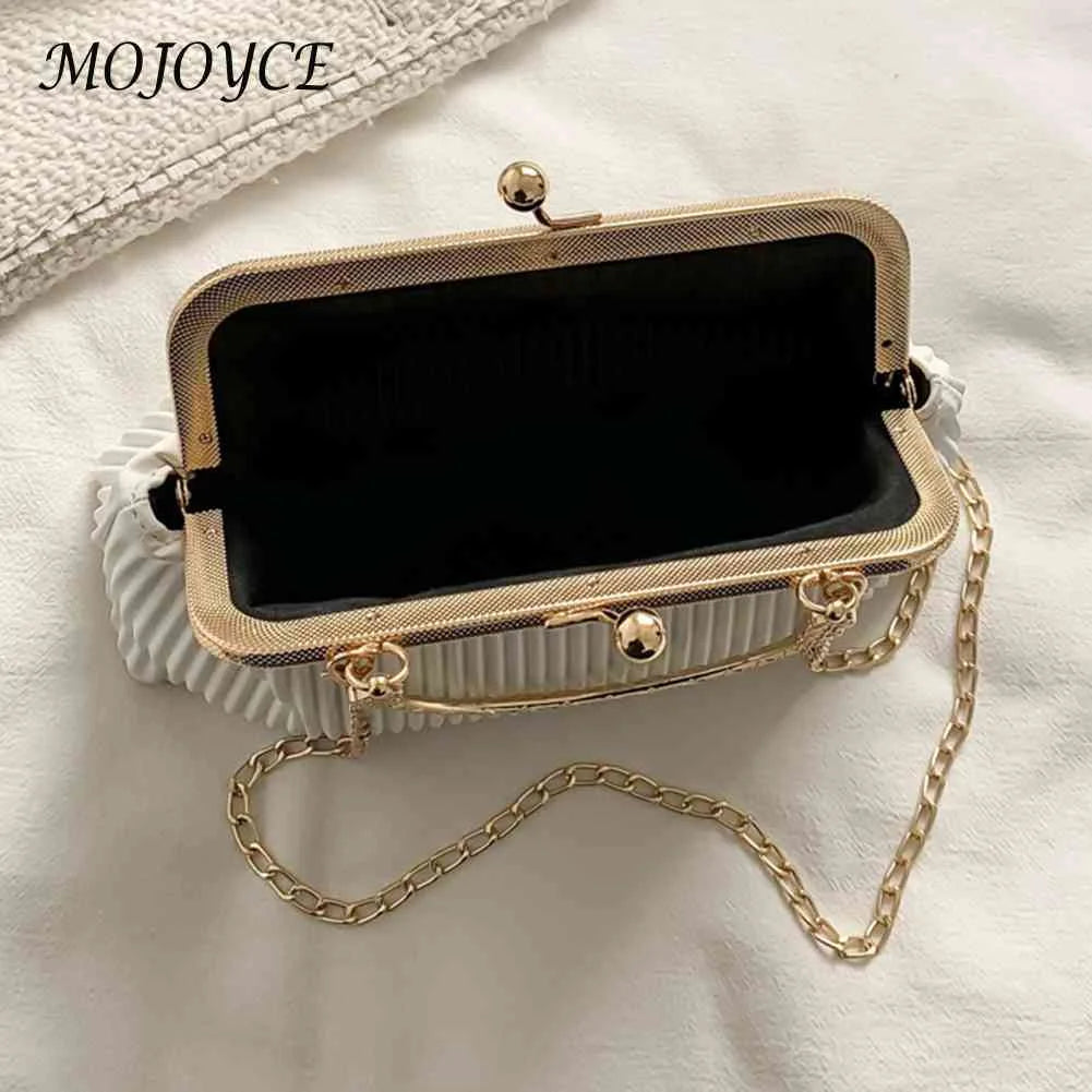 Chain Evening Bag Ladies Messenger Bag Soft PU Leather Metal Buckle