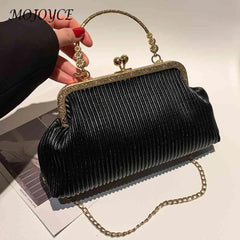 Chain Evening Bag Ladies Messenger Bag Soft PU Leather Metal Buckle