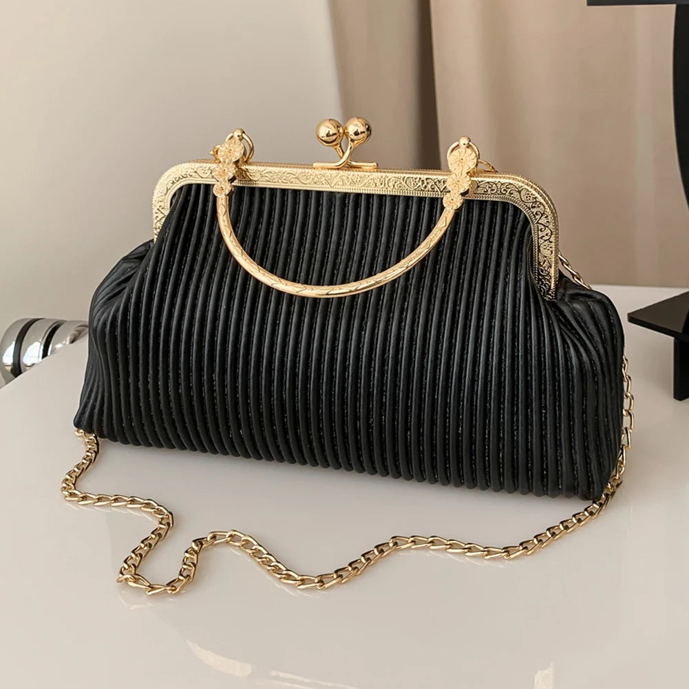 Chain Ladies Messenger Bag PU Leather Casual Portable Soft Metal Buckle