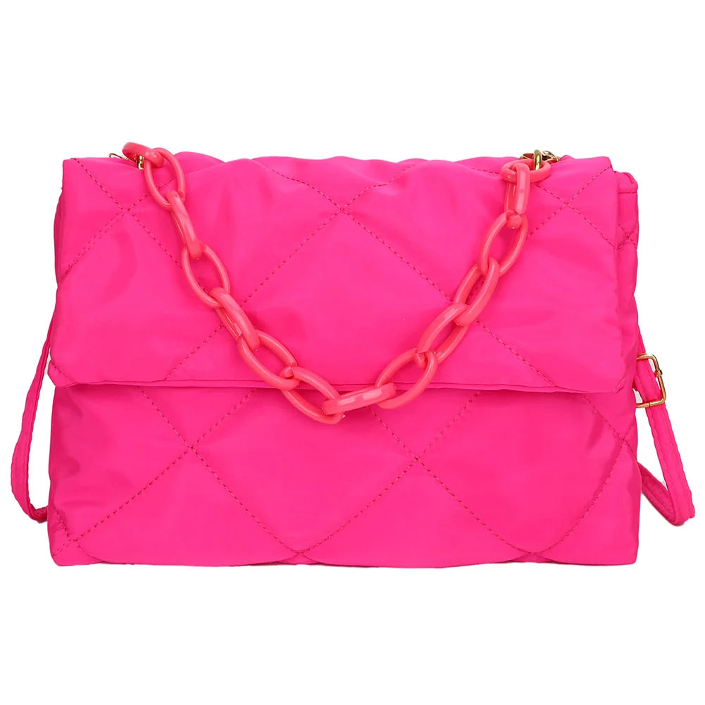 Chain Nylon Shoulder Bags Quilted Women Casual Winter Large Capacity