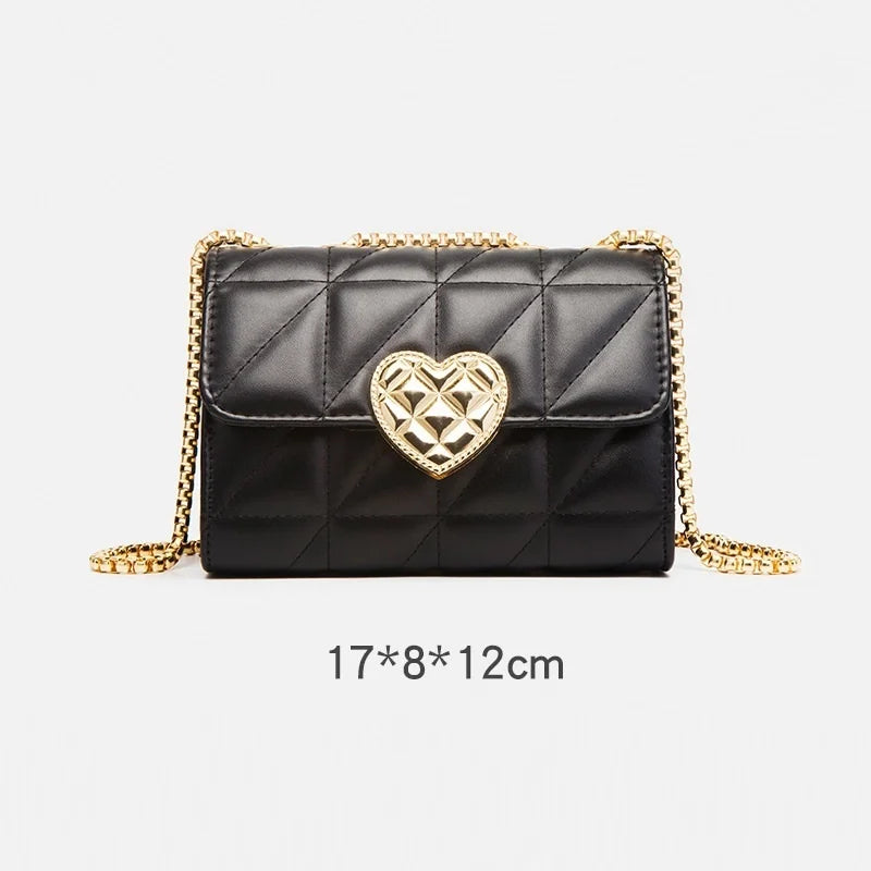 Chain Tote Bag Heart-shaped Hasp Ladies Pu Leather Shoulder Crossbody Bag