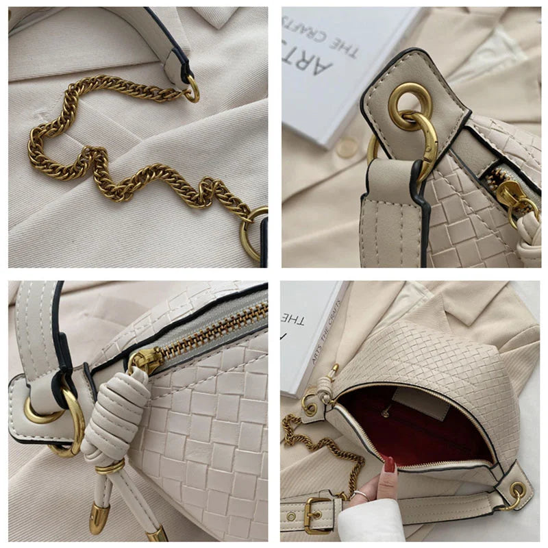 Chain Waist Bag Women Leather Fanny pack Crossbody Chest pack Mini Waist Belt Ba