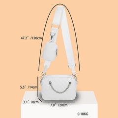 Embroidered Rhombic Lattice Women Crossbody Bag with Small Purse