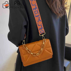 Embossed Underarm Bags Wide Strap Flap Handbags