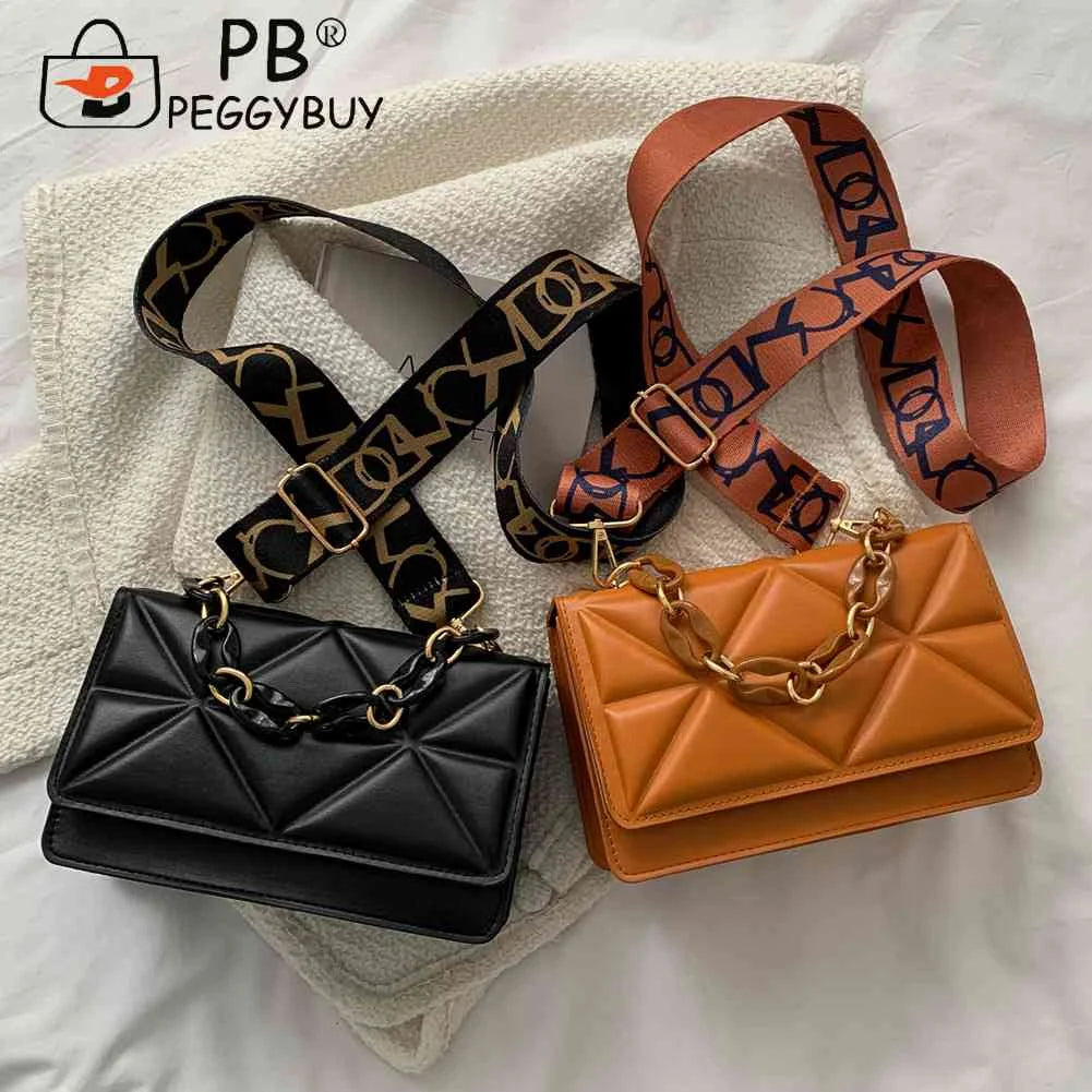 Embossed Underarm Bags Wide Strap Flap Handbags