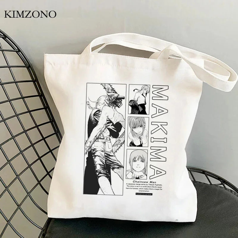 Chainsaw Man shopping bag cotton tote jute sacola sac toile