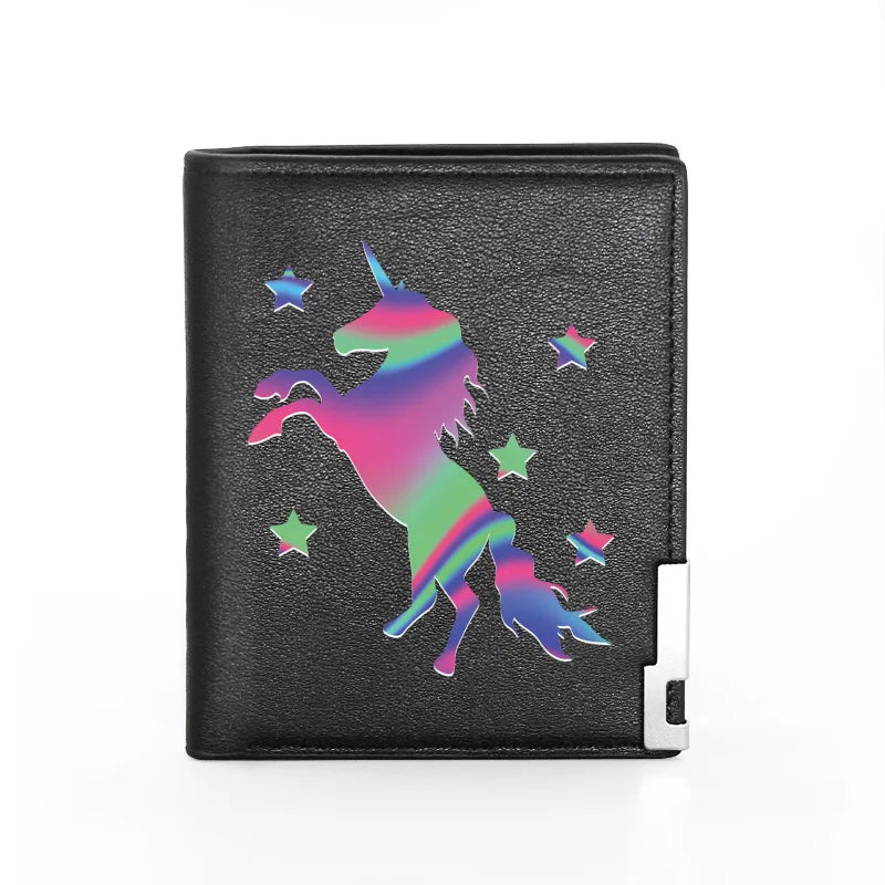 Unicorn Star Leather Wallet Billfold Slim Credit Card Holder Money Bag Pocket