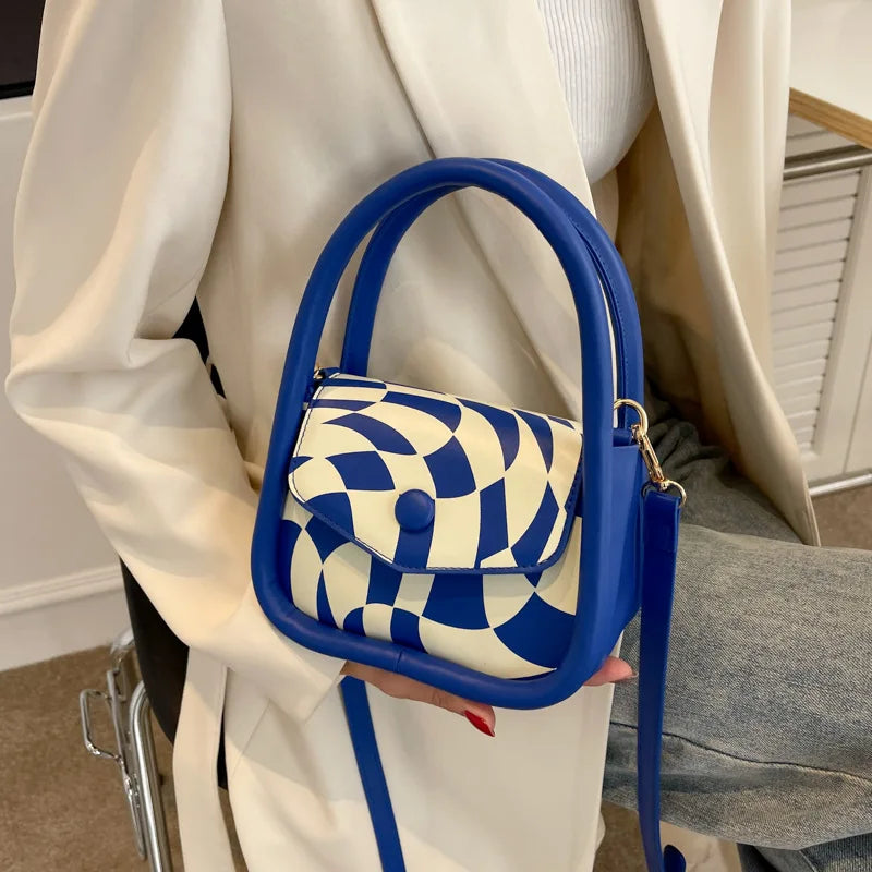 Soft Grid Shoulder Bag Crossbody Purse