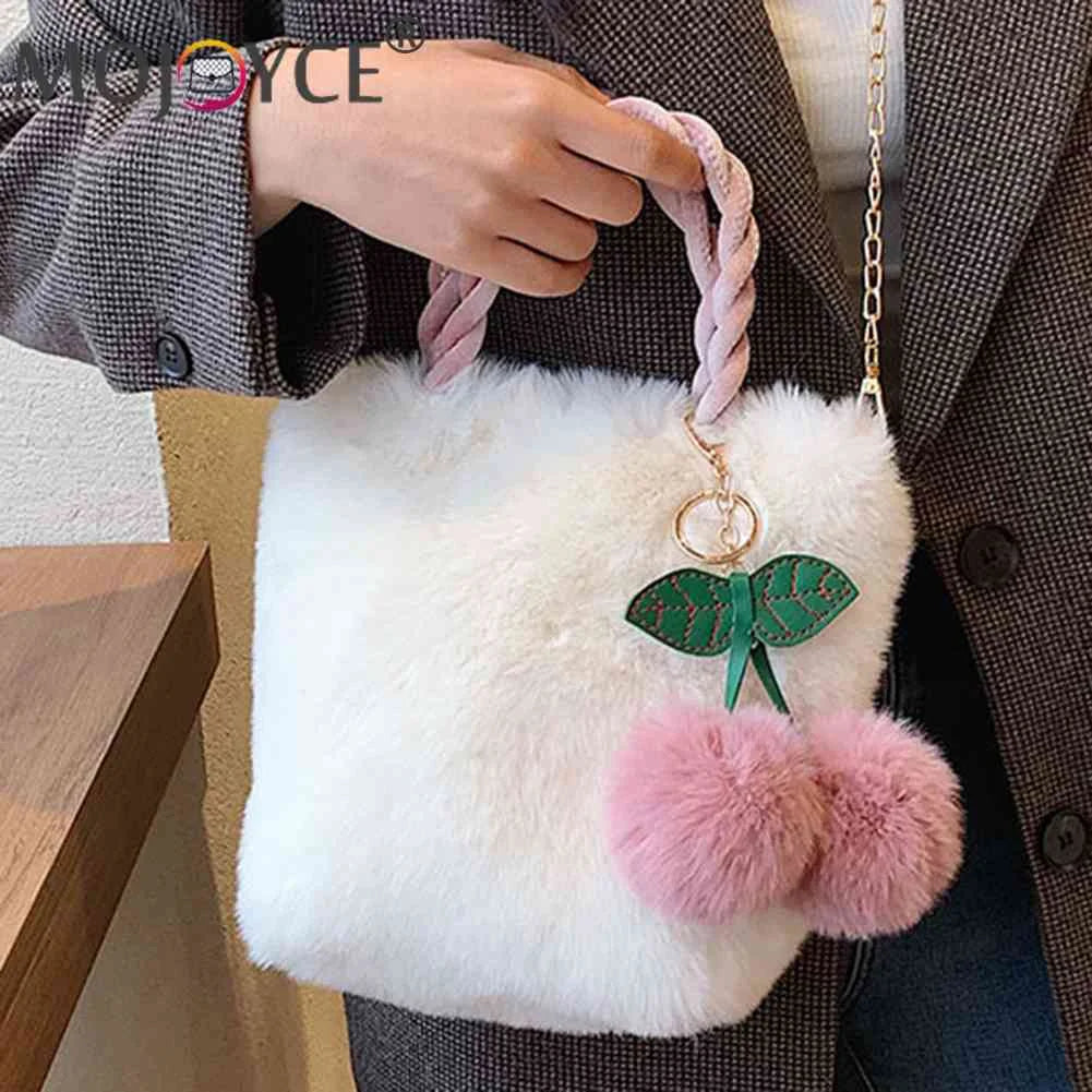Cherry Shoulder Bag Plush Messenger Bag Chain Soft Warm Lightweight