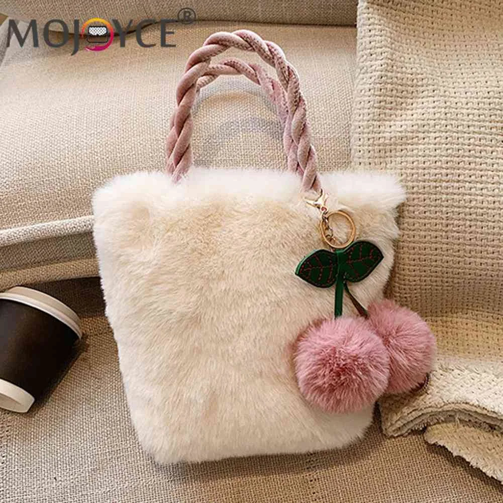 Cherry Shoulder Bag Plush Messenger Bag Chain Soft Warm Lightweight