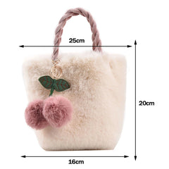 Cherry Shoulder Bag Plush Messenger Bag Chain Soft Warm Lightweight