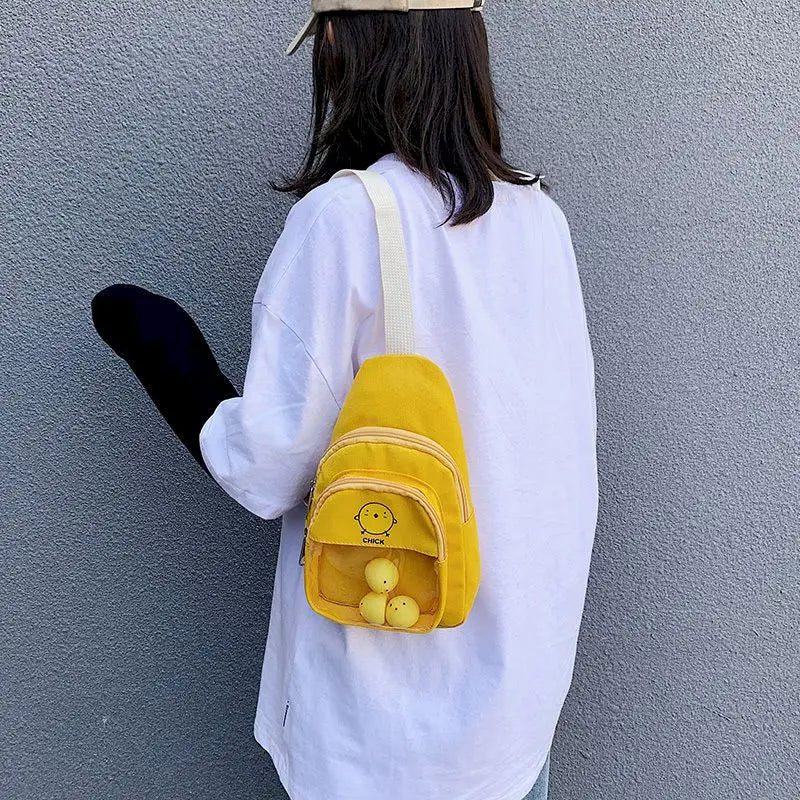 Canvas Chest Bag Female Small Messenger Bag Harajuku Style